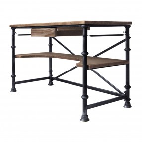 Theo Industrial Desk in Industrial Grey and Pine Wood Top - Angled