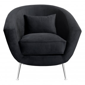 Armen Living Tulare Contemporary Accent Chair in Brushed Stainless Steel Finish with Black Fabric - Front