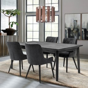 Armen Living Toledo Mid-Century Tundra Gray Acacia Dining Table 