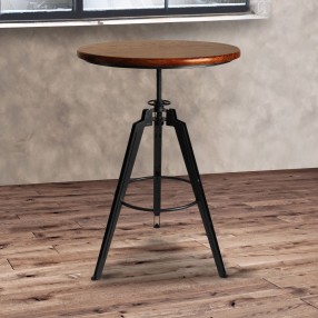 Armen Living Tribeca Pub Table in Industrial Grey Finish with Ash Wood Tabletop - Lifestyle