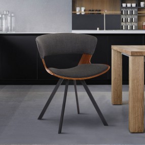 Armen Living Ulric Wood And Metal Modern Dining Room Accent Chair In Charcoal