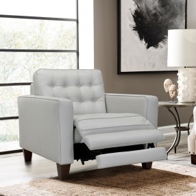 Armen Living Wesley Genuine Leather Power Footrest Tuxedo Arm Accent Chair