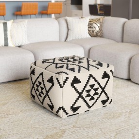 Lizardo Ottoman in Beige & Black- Lifestyle 1