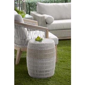 Essentials For Living Loom Accent Table in Taupe & White Flat Rope, Taupe Stripe - Lifestyle