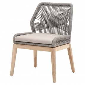Loom Outdoor Dining Chair - Platinum Gray Teak - Front Side Angle