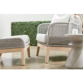 Essentials For Living Loom Outdoor Club Chair with Footstool in Platinum Rope - Lifestyle