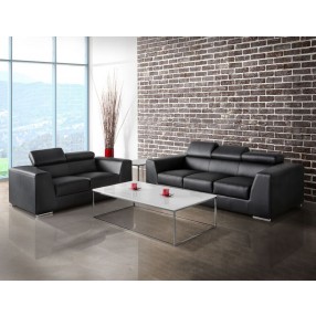 Icon Love Seat Black Premium Leather with Side Split  - Lifestyle