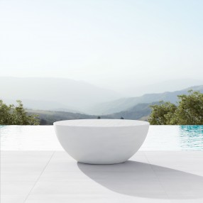 Azzurro Living Luna Coffee Table In Bone Concrete - Lifestyle