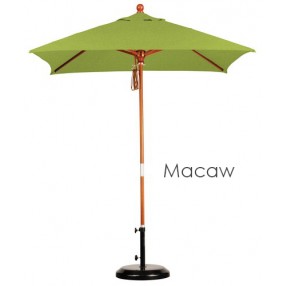 California Umbrella 6'x6' Wood Market Umbrella Pulley Open Marenti Wood - Sunbrella