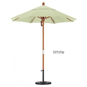California Umbrella 7.5' Wood Market Umbrella Pulley Open Marenti Wood - Olefin