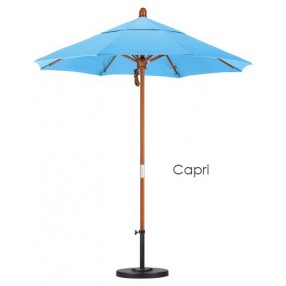 California Umbrella 7.5' Wood Market Umbrella Pulley Open Marenti Wood - Pacifica