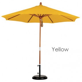 California Umbrella 9' Wood Market Umbrella Pulley Open Marenti Wood - Pacifica