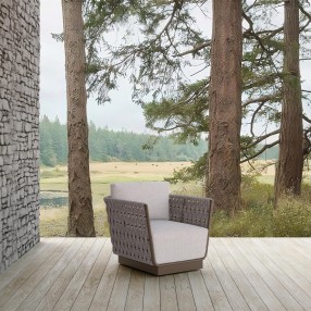 Azzurro Living Maui Swivel Club Chair With Fawn Cushion - Lifestyle