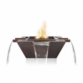 The Outdoor Plus Maya Hammered Copper Fire & Water Bowl - 4-Way Spill