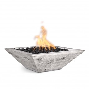 The Outdoor Plus Maya Wood Grain Fire Bowl Ivory
