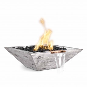 The Outdoor Plus Maya Wood Grain Fire and Water Bowl Ivory 