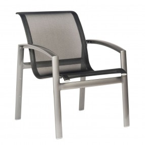 Woodard Metropolis Sling Stacking Dining Armchair - Angled