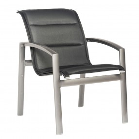 Woodard Metropolis Padded Sling Stacking Dining Armchair - Angled