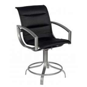 Woodard Metropolis Padded Sling Swivel Counter Stool - Angled