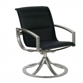 Woodard Metropolis Padded Sling Swivel Dining Armchair - Angled