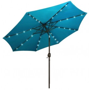 AZ Patio Heaters Solar Market Umbrella with LED Lights in Turquoise - Lifestyle