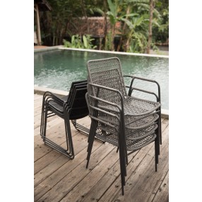 Azzurro Living Milos Stackable Dining Chair With Smoke Cushion - Stacked Lifestyle Photo