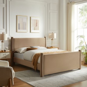 Modway Rael Performance Velvet Queen Platform Bed Taupe