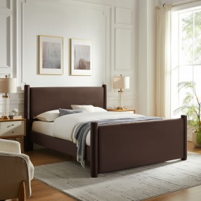 Modway Rael Performance Velvet King Platform Bed Brown