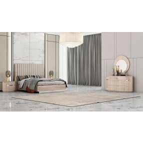 Whiteline Modern Living Waves Round Mirror High Gloss Beige Angley - Lifestyle
