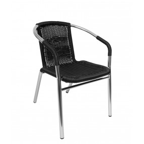 Madrid Armchair Black Synthetic Wicker Anodized Aluminum