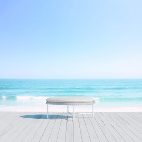 Azzurro Living Montauk Ottoman With Polar Cushion - Lifestyle