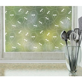 Odhams Press Dragonflies Frosted Non-Adhesive Decorative Window Film - Privacy Cling Film
