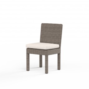 Coronado Armless Dining Chair in Canvas Natural w/ Self Welt - Front Side Angle