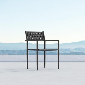 Azzurro Naples Dining Chair With Matte Charcoal Aluminum Frame and Ash All-Weather Rope - Lifestyle