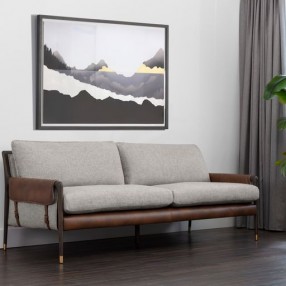 Sunpan Mauti Sofa - Brown - Vault Fog / Bravo Cognac - Lifestyle