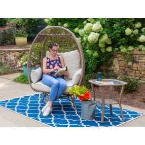 Tortuga Outdoor Rio Vista Outdoor Wicker Egg Chair with Swivel Base and Side Table