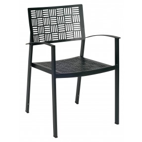 Woodard New Century Dining Armchair - Angle in Black