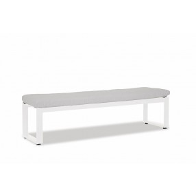 Newport Dining Bench in Cast Silver, No Welt - Front Side Angle