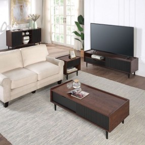 Manhattan Comfort Duane Modern Ribbed Room Set  in Dark Brown Blue
