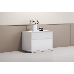 Malibu Night Stand High Gloss White Self Close Drawers - Lifestyle