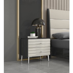 Whiteline Modern Living Pino Night Stand In High Gloss Dark Grey Angley - Lifestyle
