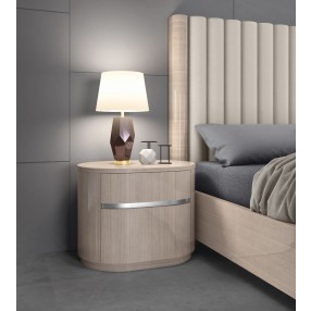Whiteline Modern Living Waves Night Stand In High Gloss Beige - Lifestyle