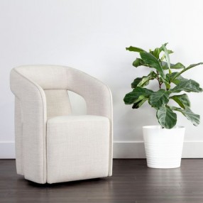 Sunpan Kendrick Wheeled Dining Armchair in Moto Stucco - Lifestyle