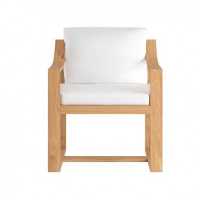 Sunpan Tahiti Dining ArmChair - Stinson White - Front Angle