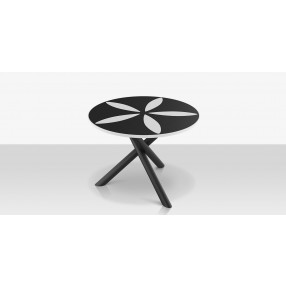 DecoScapes Organic Sand Dollar 48" Diameter Dining Table in Tex Black Frame - Top Angled