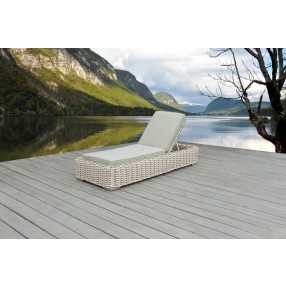 Outsy Anna 79 X 31.5 Inch Outdoor Wicker Aluminum Frame Sun Lounger in White and Grey - Lifestyle Main