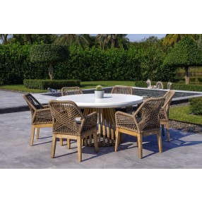 Outsy Santino Wood With Aluminum And Rope Dining Chair with Cushion - Lifestyle 4