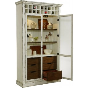Pulaski Furniture Display Curio Cabinet with Wine Storage in Antique White Open