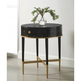 Pulaski Furniture Soft Black Round Accent Table with Storage Room View