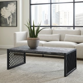 Pulaski Furniture Modern Industrial Stone Top Cocktail Table Room View